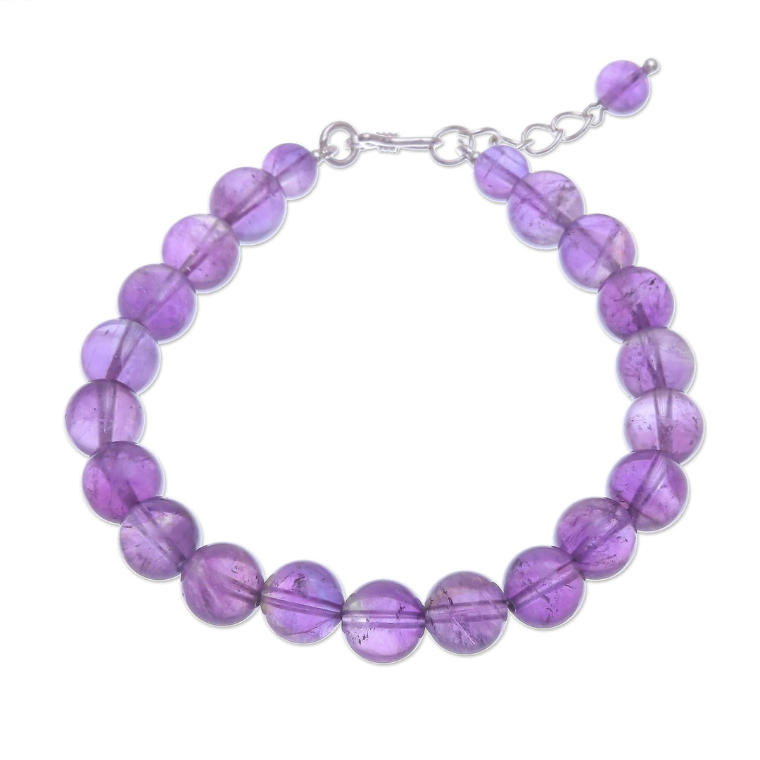 Amethyst and Karen Silver Beaded Bracelet - Sweet Night in Purple
