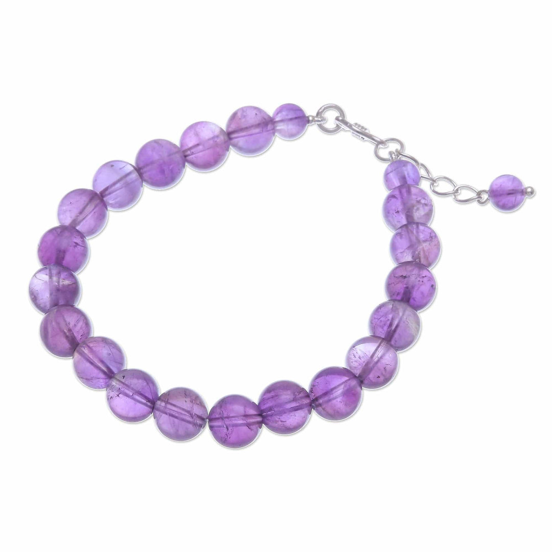 Amethyst and Karen Silver Beaded Bracelet - Sweet Night in Purple
