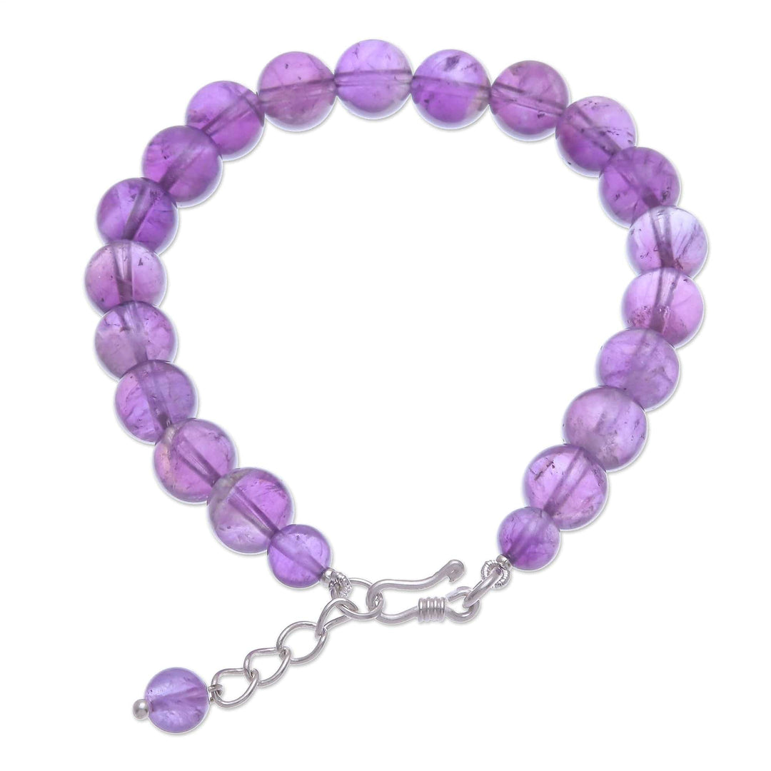 Amethyst and Karen Silver Beaded Bracelet - Sweet Night in Purple