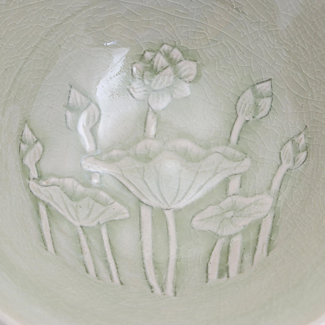 Green Celadon Ceramic Lotus Flower Bowls (Pair) - Flavorful