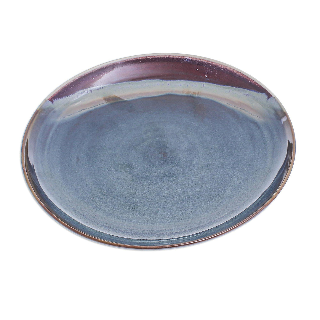 Handmade Blue and Red Ceramic Dinner Plate - Happy Harvest