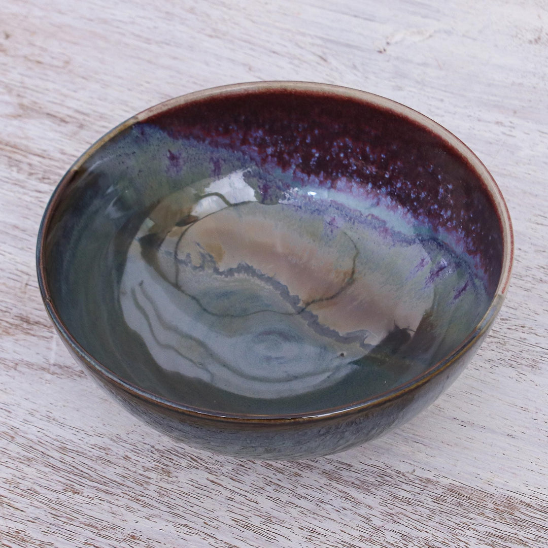 Thai Blue and Red Ceramic Cereal Bowl - Happy Harvest