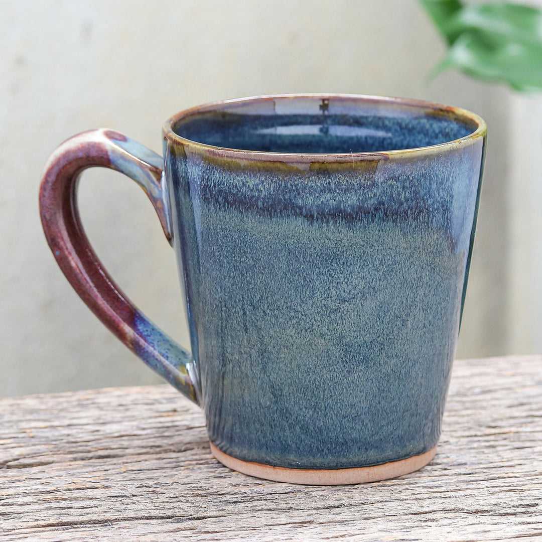 Hand Made Blue and Red Ceramic Mug - Shoreline