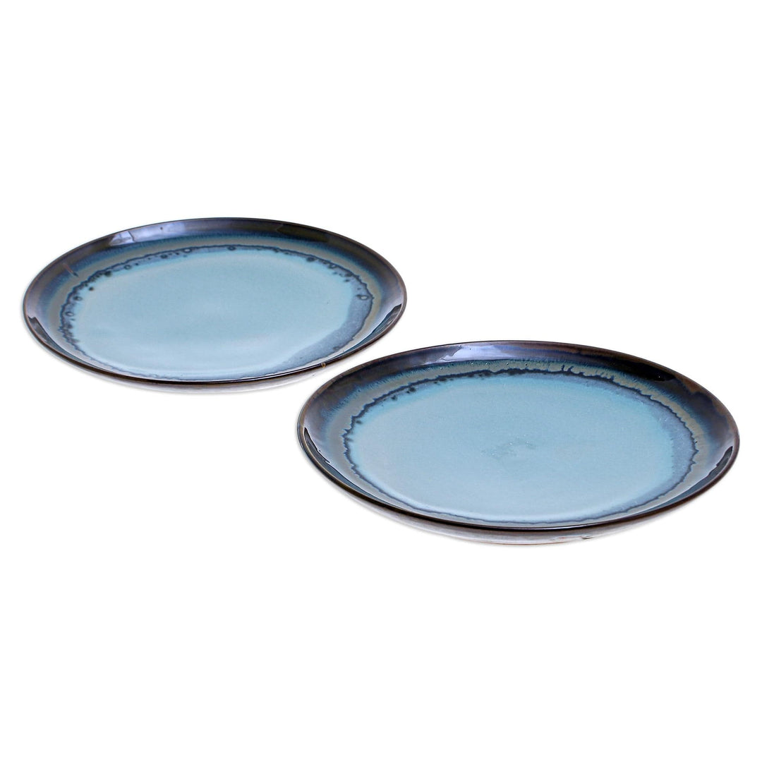 Hand Made Indigo Ceramic Salad Plates (Pair) - Blue Crush