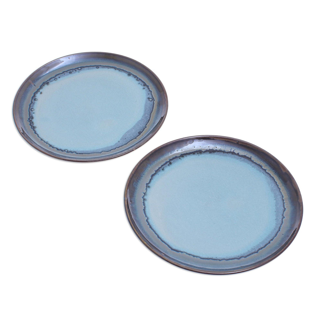 Hand Made Indigo Ceramic Salad Plates (Pair) - Blue Crush