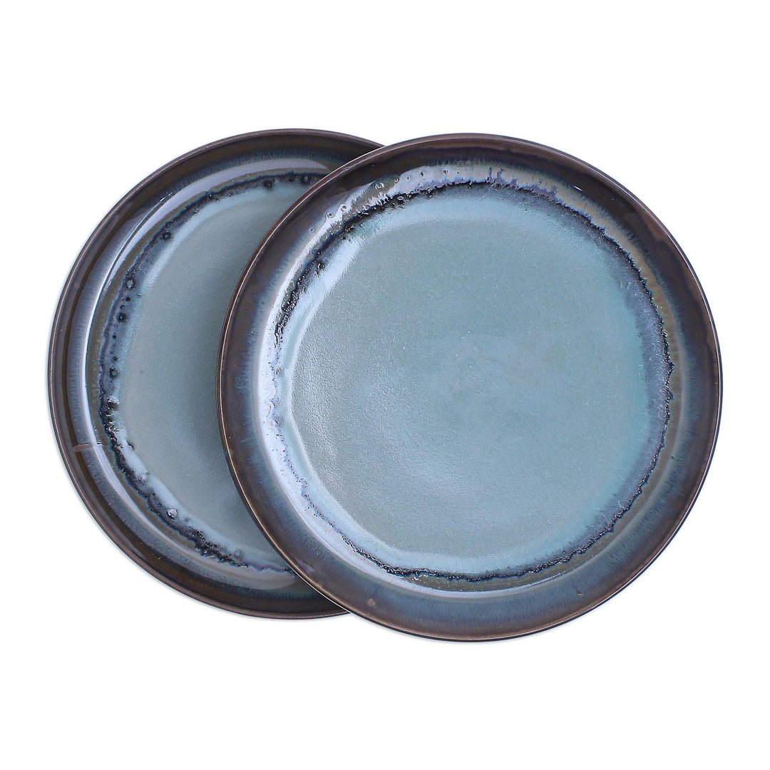 Hand Made Indigo Ceramic Salad Plates (Pair) - Blue Crush