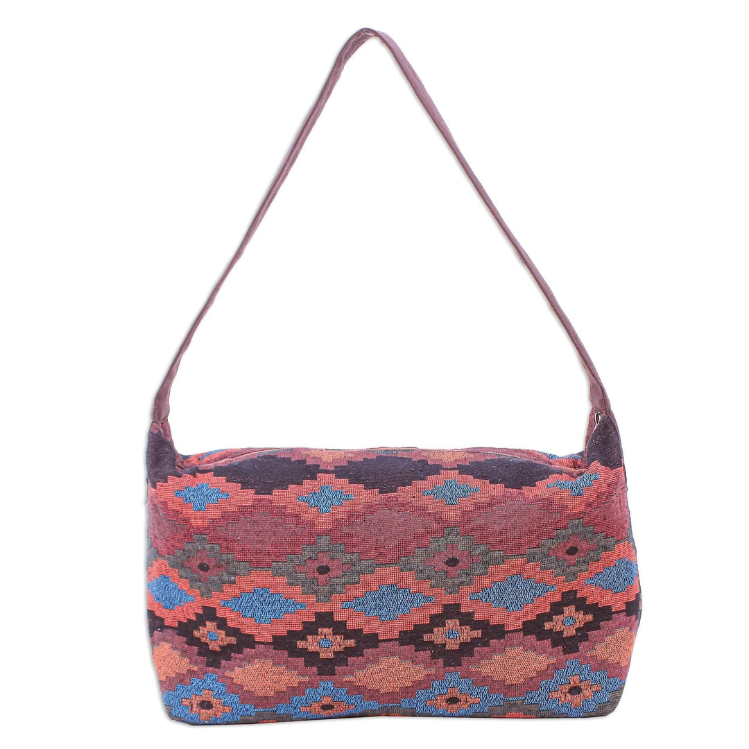 Hand Made Geometric-Motif Cotton Shoulder Bag - Earthy Passion