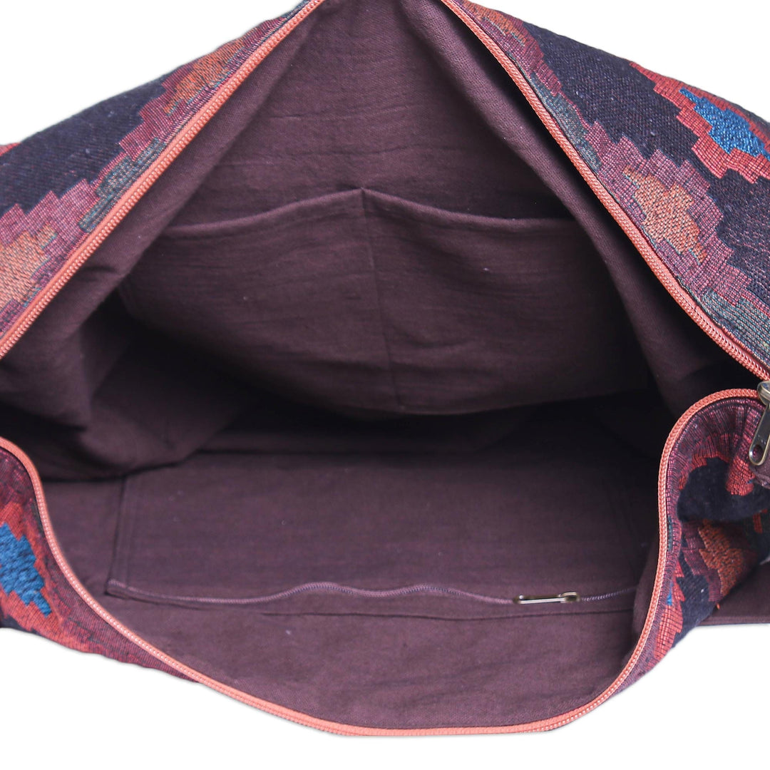 Hand Made Geometric-Motif Cotton Shoulder Bag - Earthy Passion
