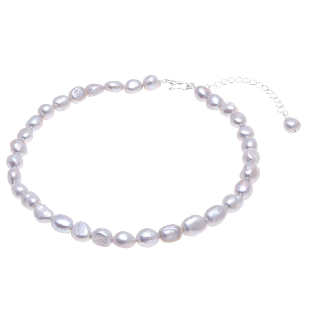 Grey Cultured Freshwater Pearl Choker Necklace - Mermaid Gem in Grey