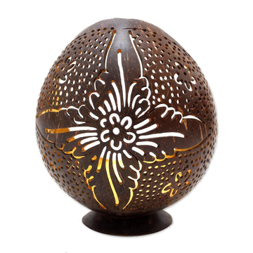 Hand Crafted Coconut Shell Catchall - Floral Light