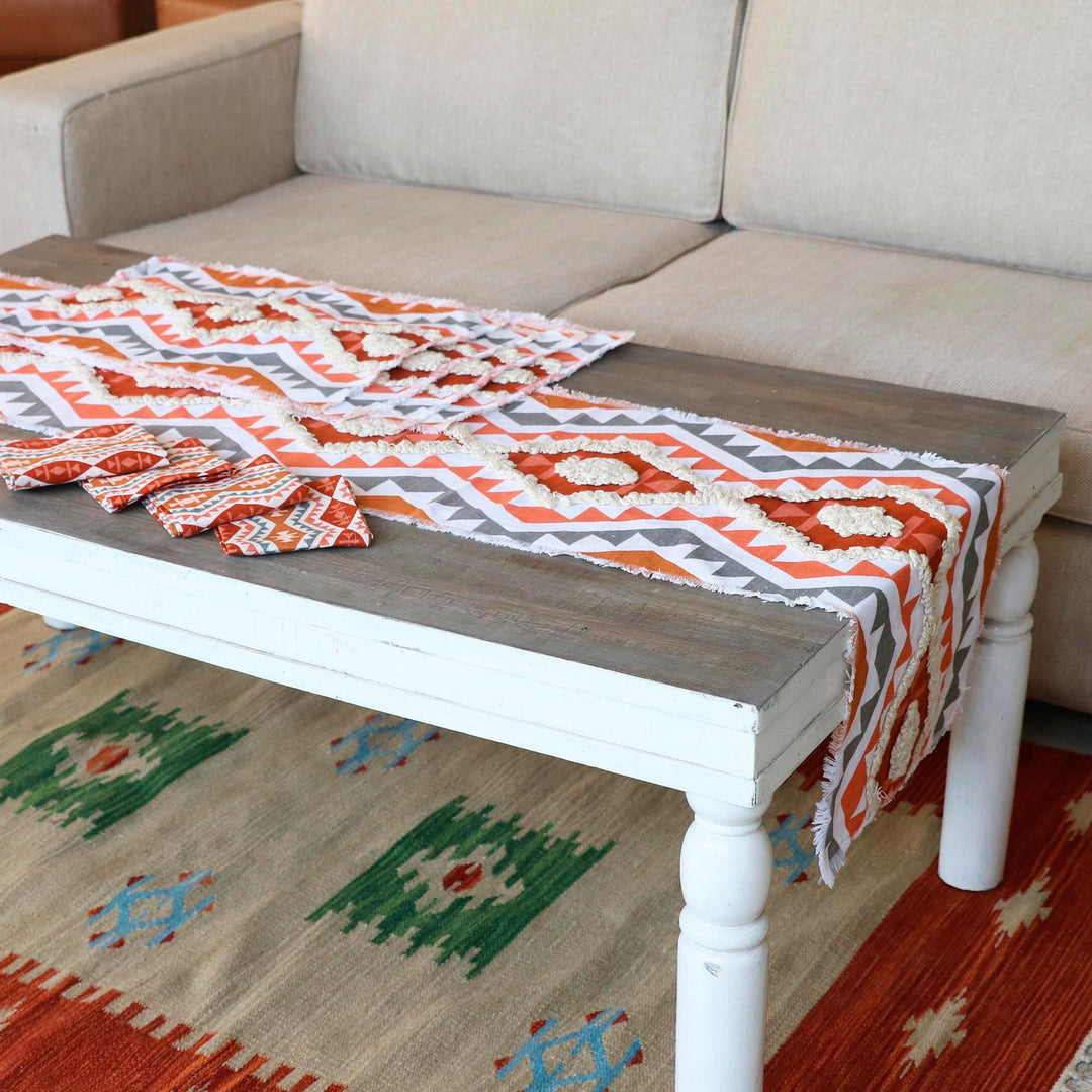 Embroidered Cotton Table Linen Set (Set for 4) - Golden Hour