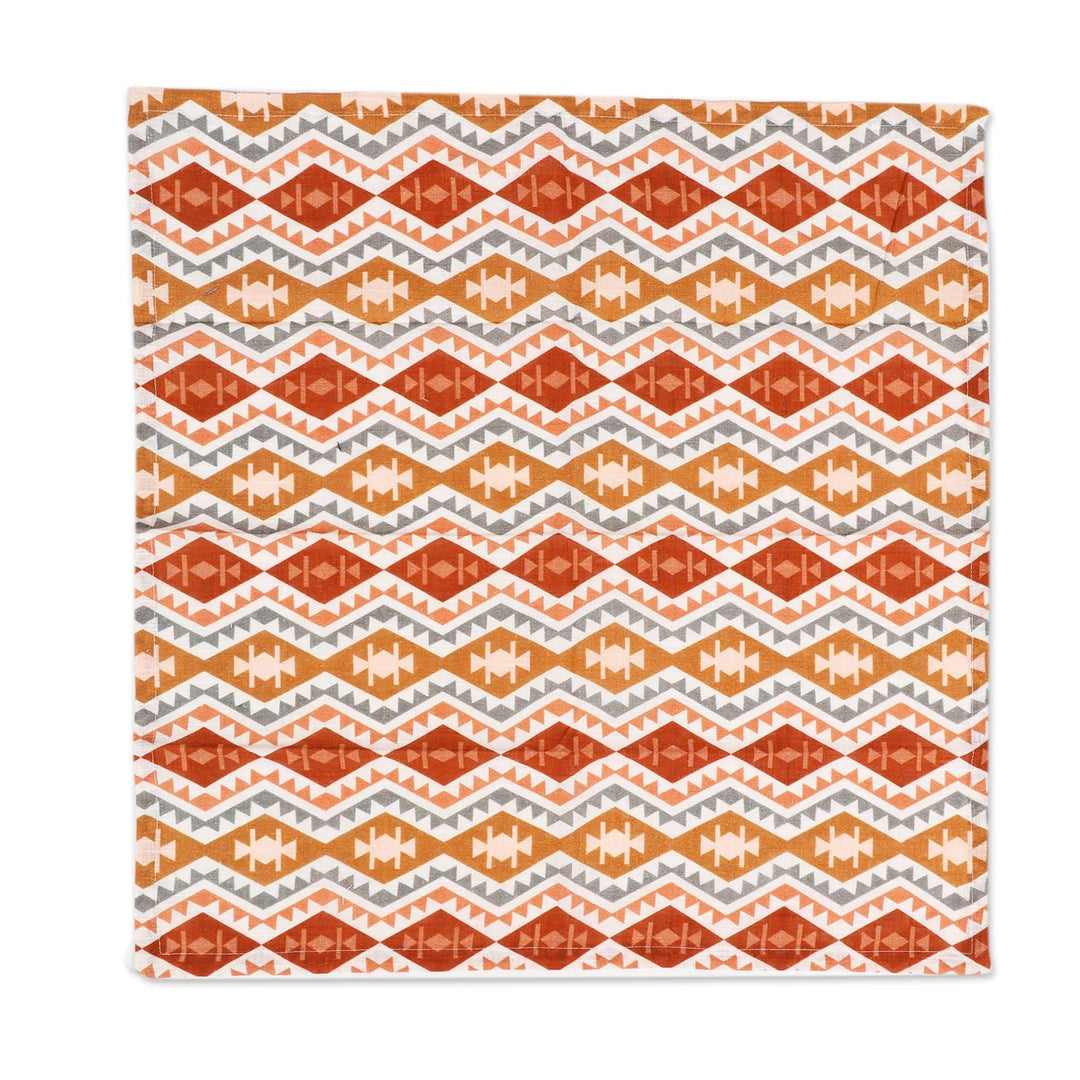 Embroidered Cotton Table Linen Set (Set for 4) - Golden Hour