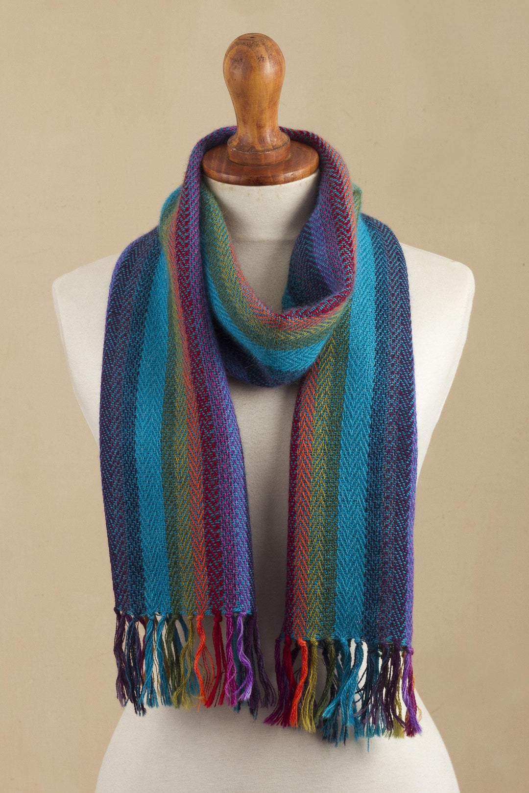 Multicolored 100% Alpaca Scarf - Vibrant Colors