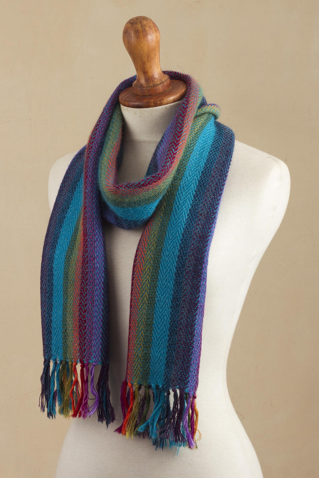 Multicolored 100% Alpaca Scarf - Vibrant Colors