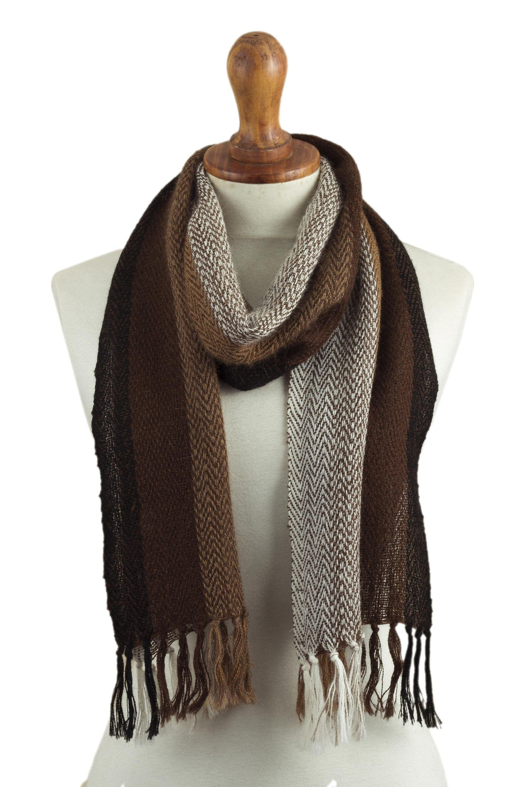 Chocolate Tones Hand-woven Alpaca Wool Scarf From Peru - Chocolate Tones