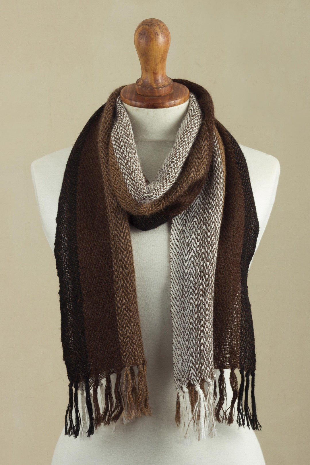 Chocolate Tones Hand-woven Alpaca Wool Scarf From Peru - Chocolate Tones