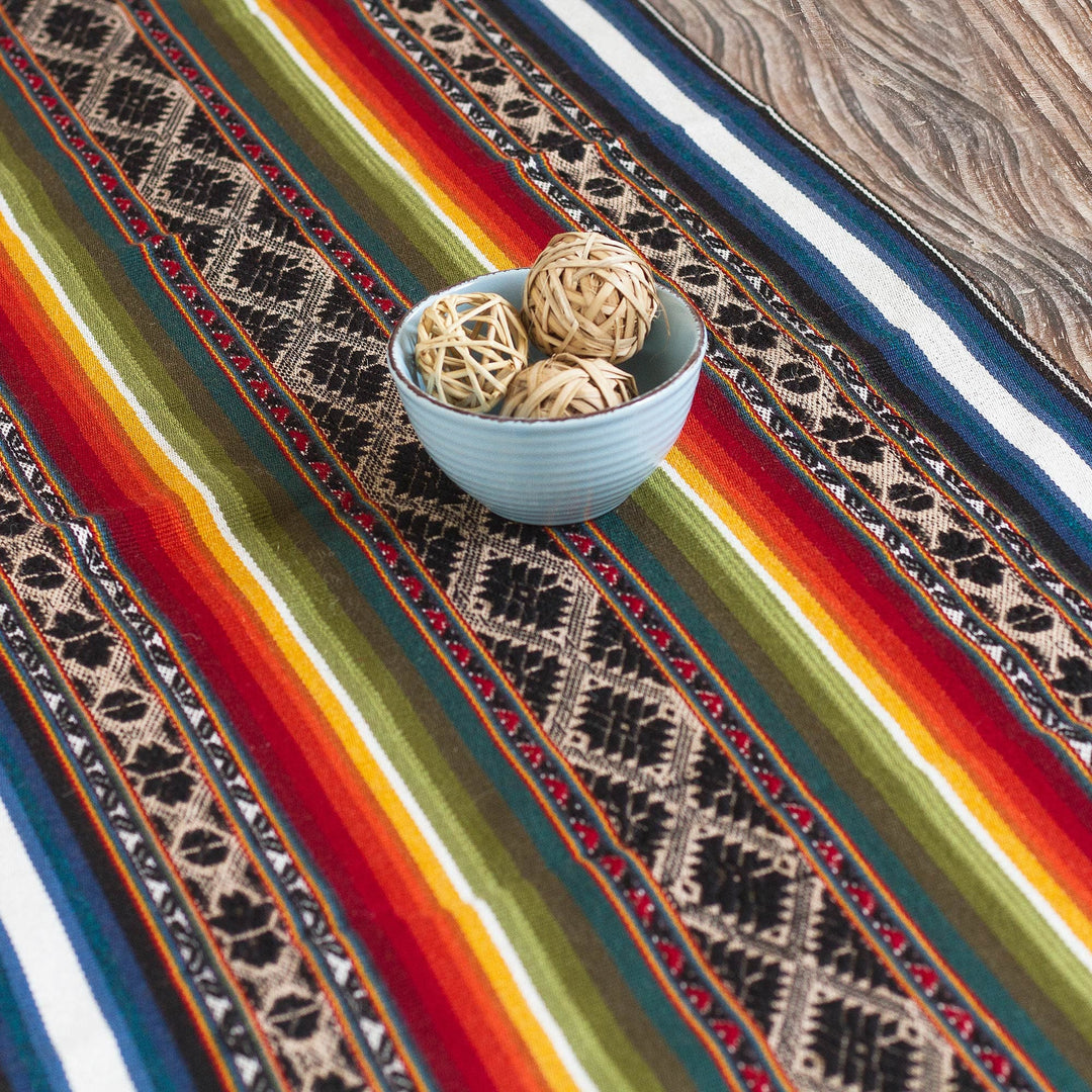 Multicolored Alpaca-Blend Table Runner - Noble Inca