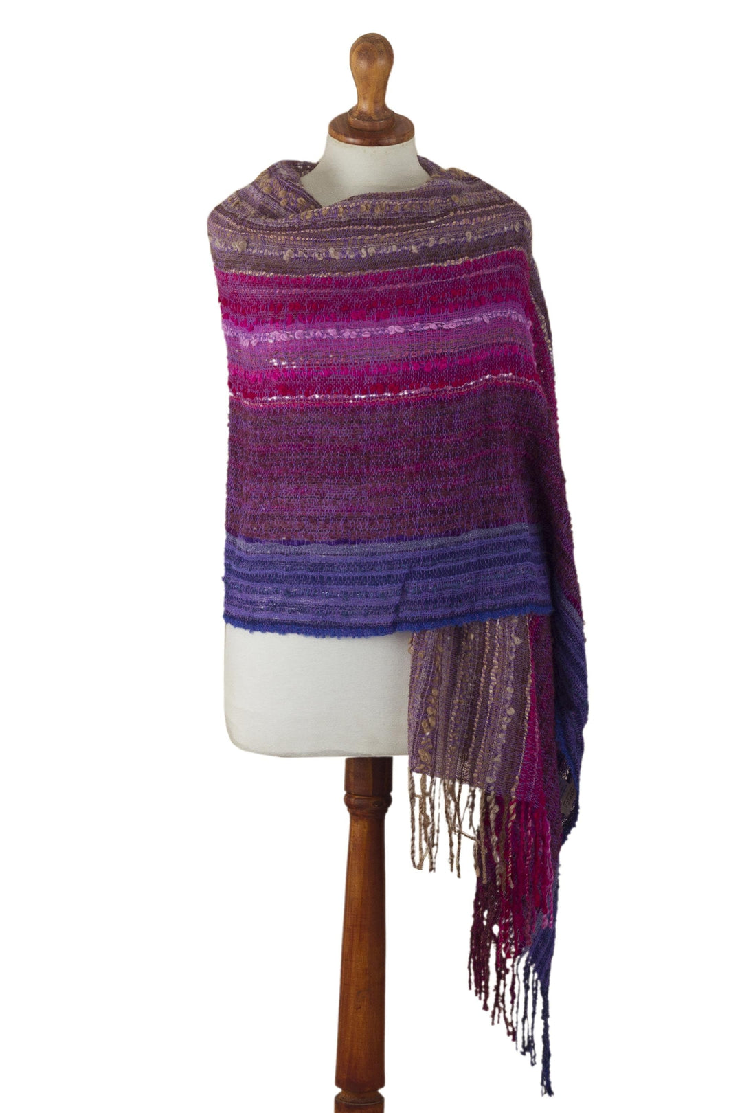 Hand Woven Baby Alpaca Blend Shawl from Peru - Andean Valley Flower