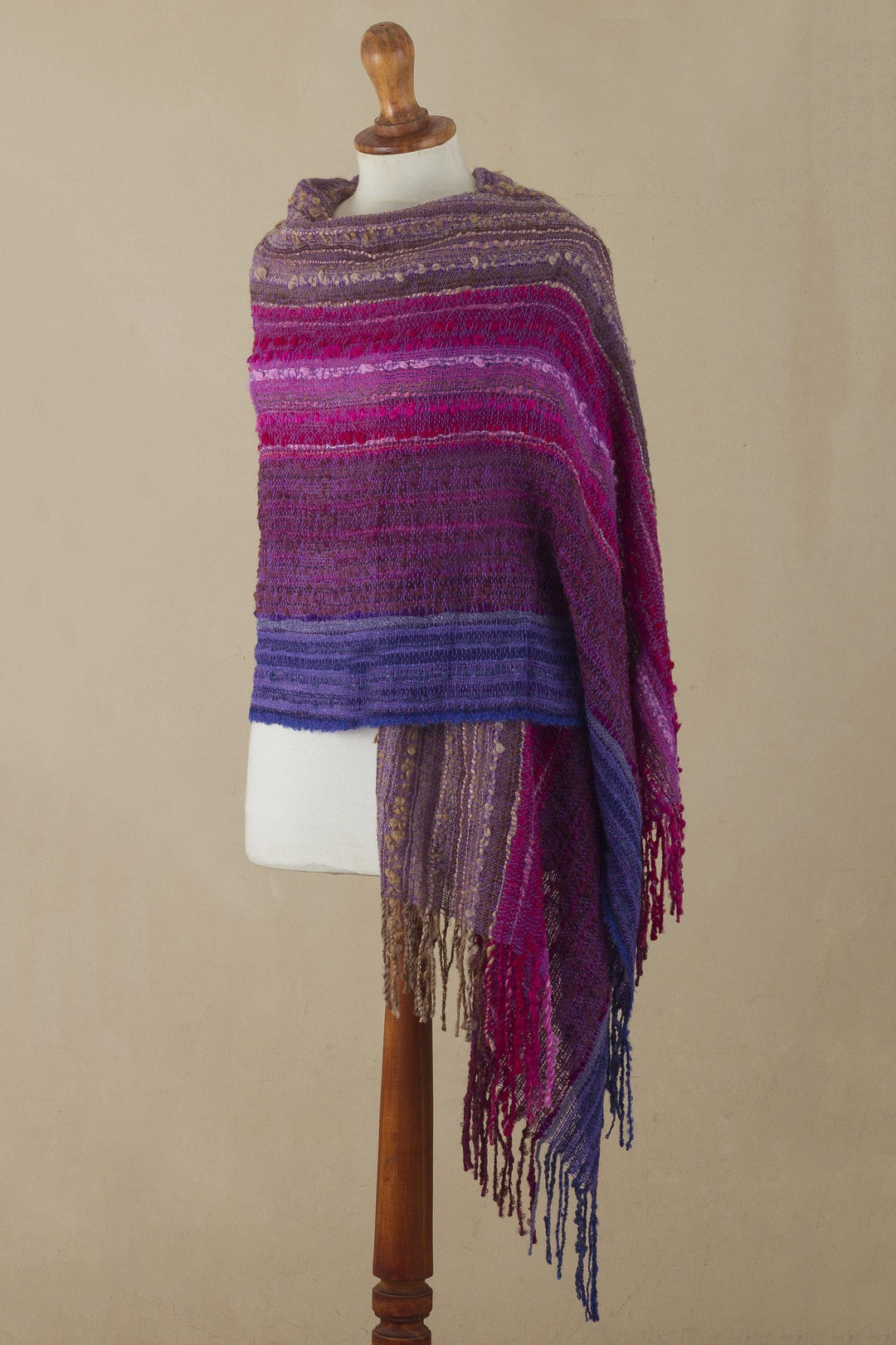 Hand Woven Baby Alpaca Blend Shawl from Peru - Andean Valley Flower