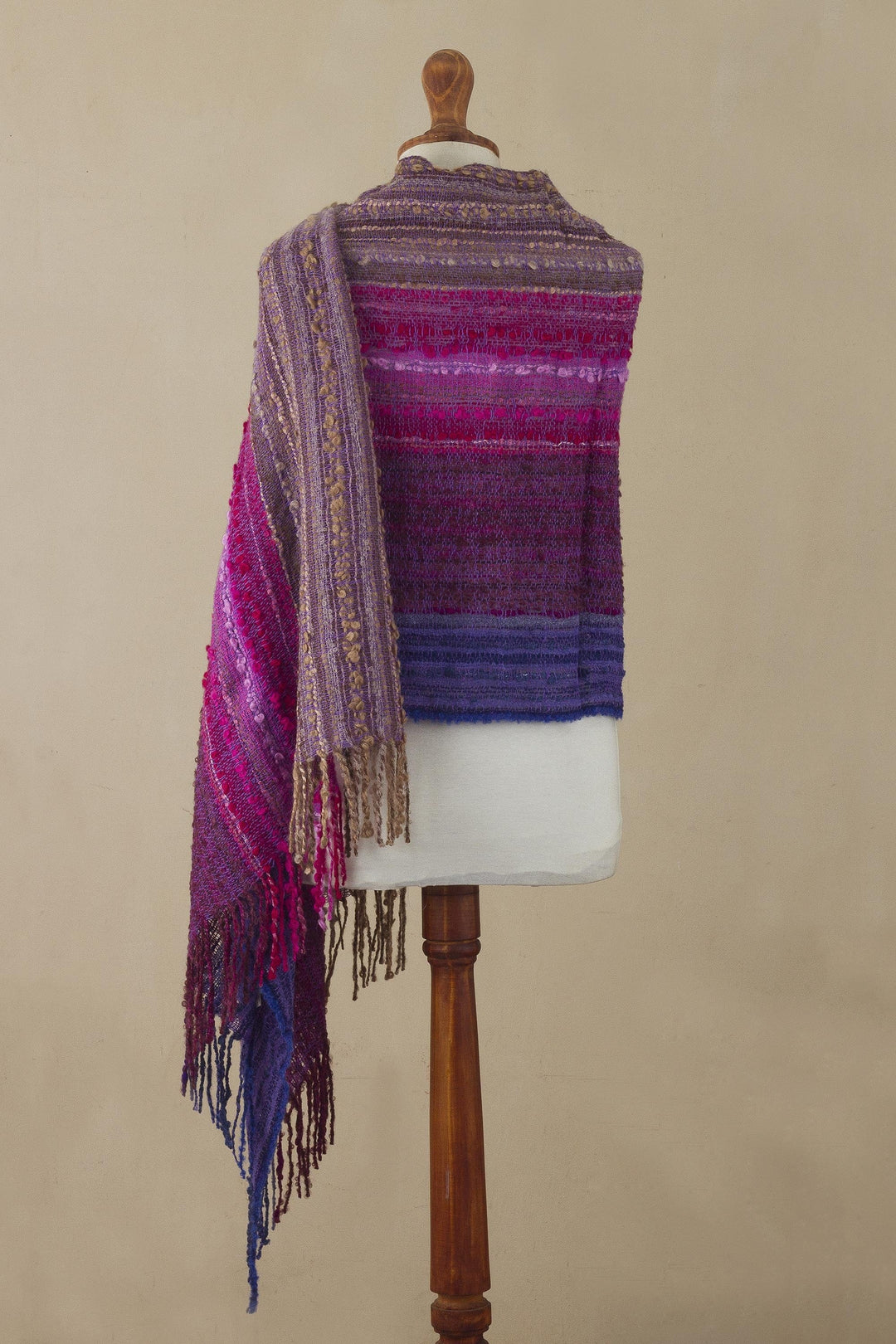 Hand Woven Baby Alpaca Blend Shawl from Peru - Andean Valley Flower