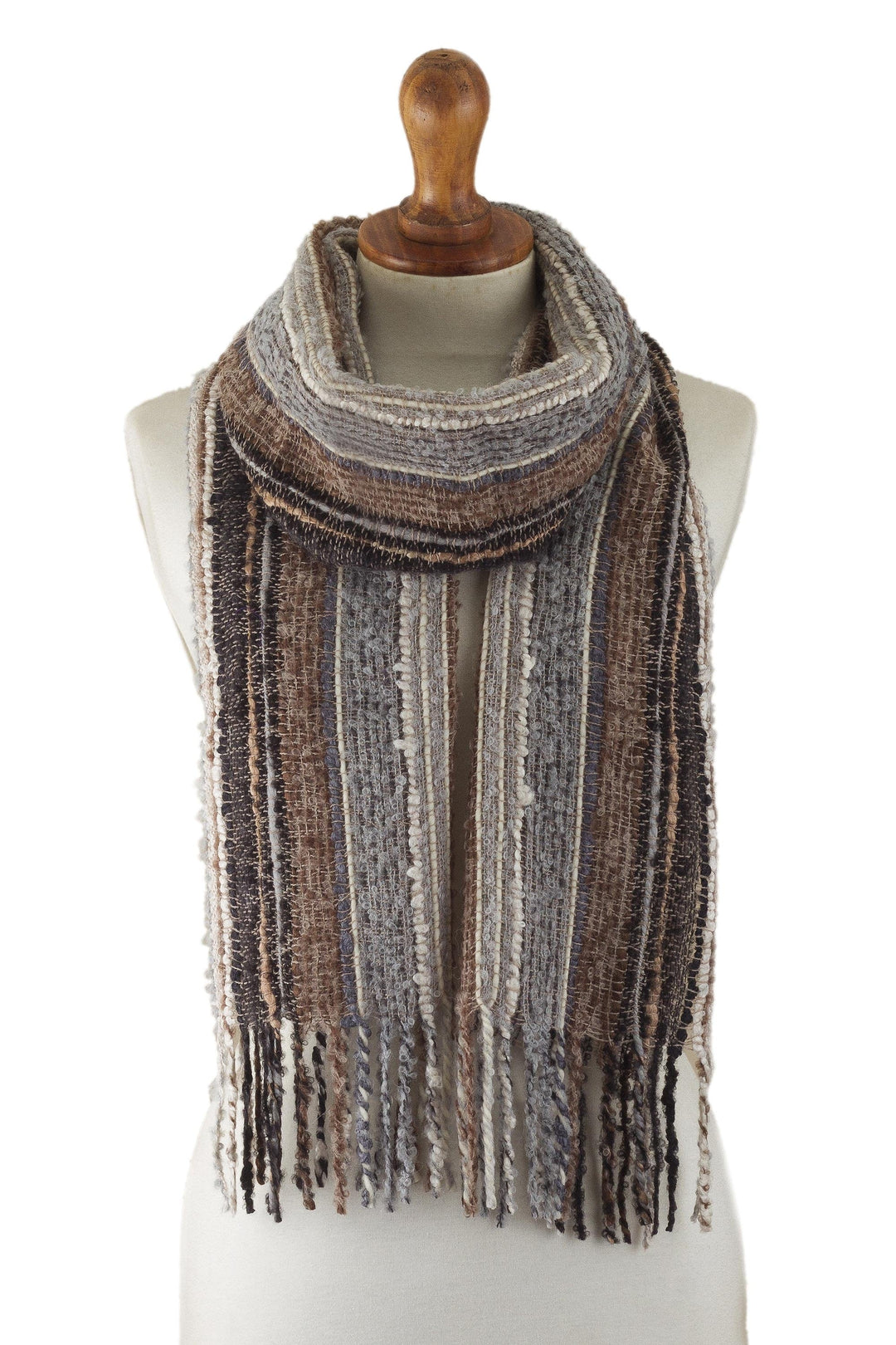 Handwoven Baby Alpaca Blend Unisex Scarf from Peru - Captivating Stripes