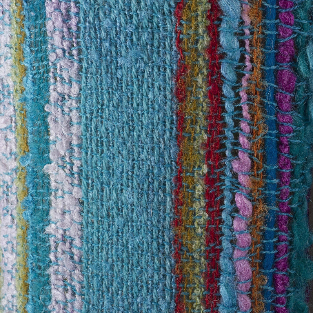 Handwoven Baby Alpaca Blend Colorful Striped Scarf from Peru - Andean Sky