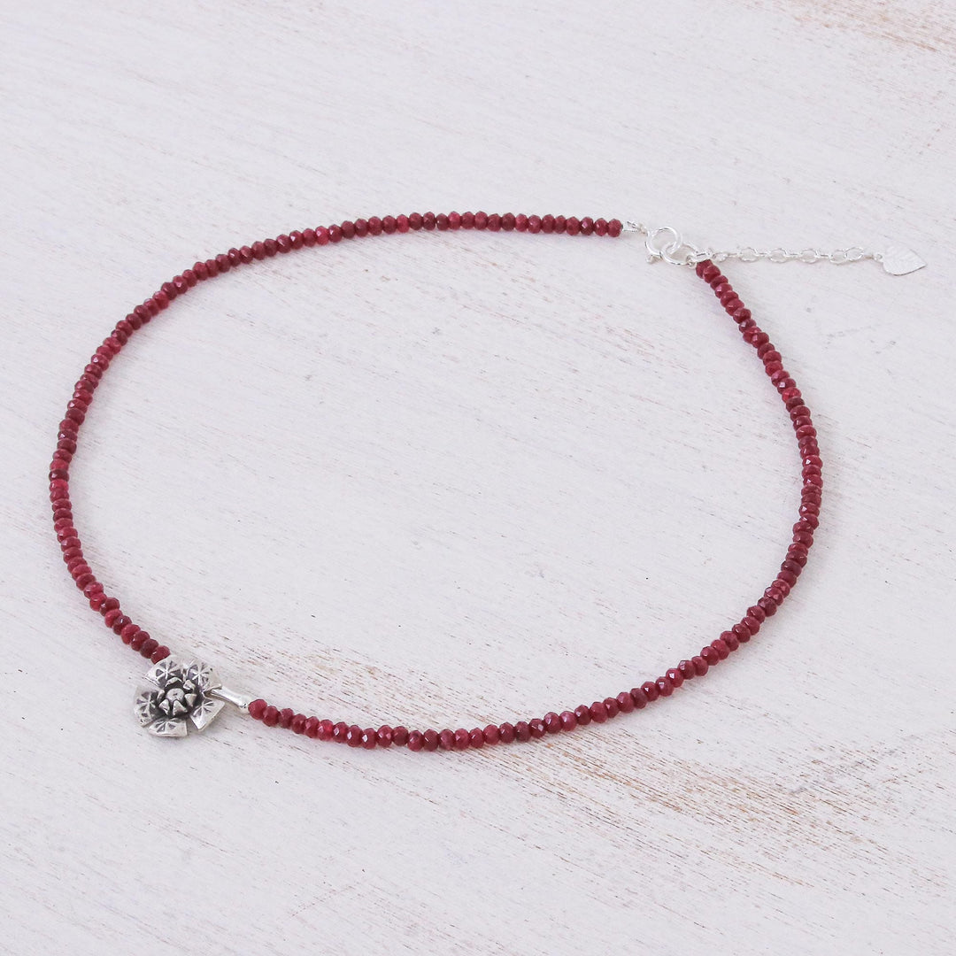 Quartz and Karen Silver Pendant Necklace - Color Sense in Red