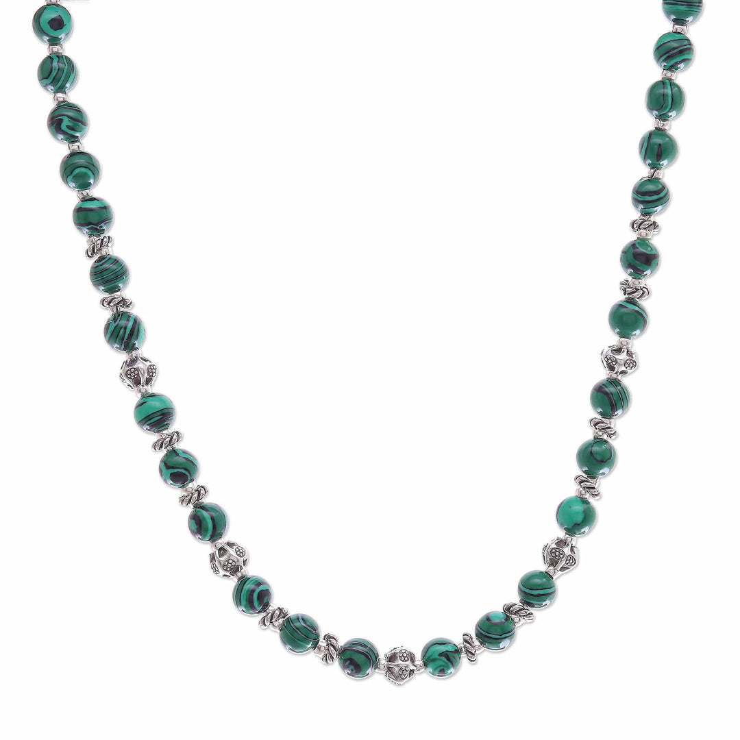 Magnesite and Karen Silver Beaded Necklace - Green Grace