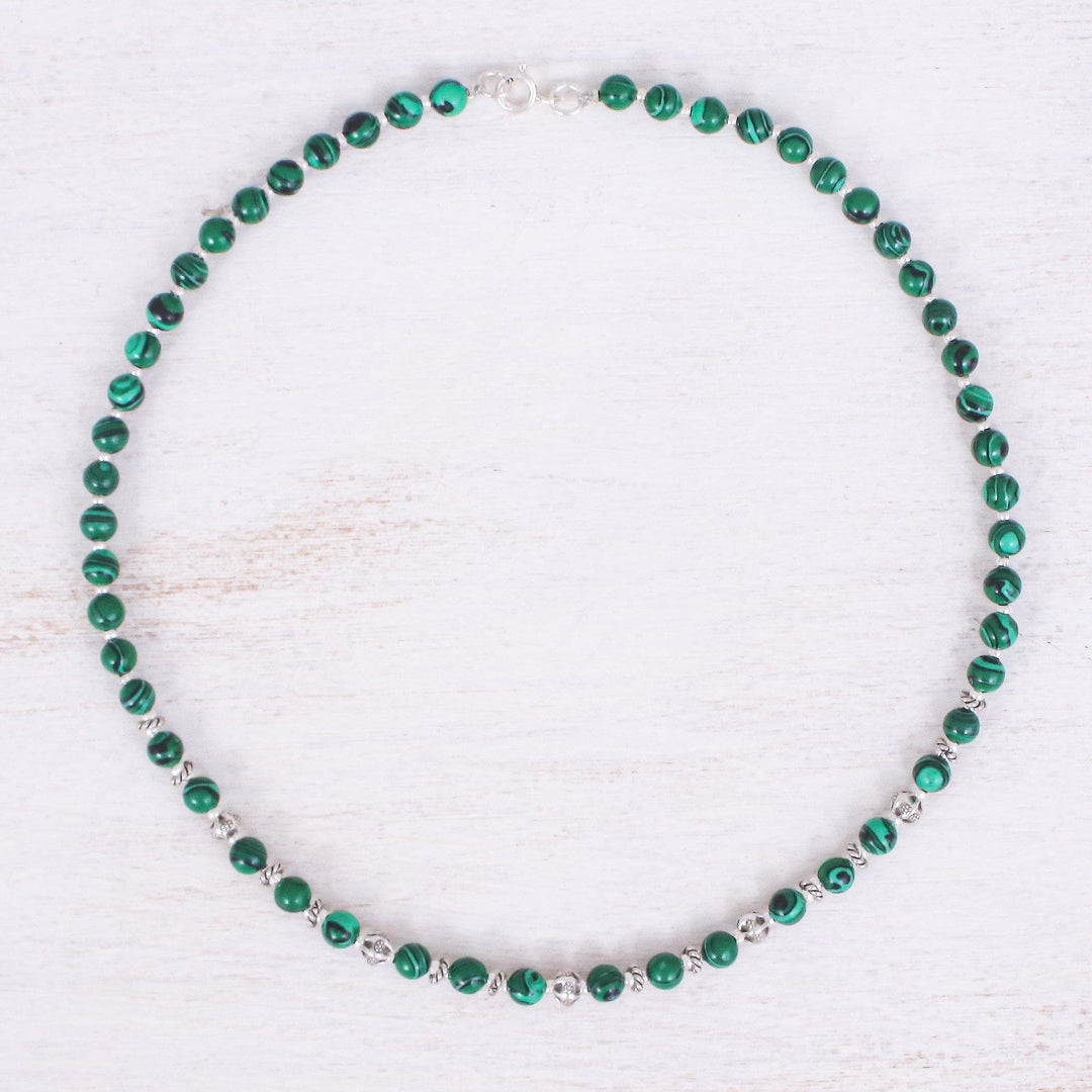 Magnesite and Karen Silver Beaded Necklace - Green Grace
