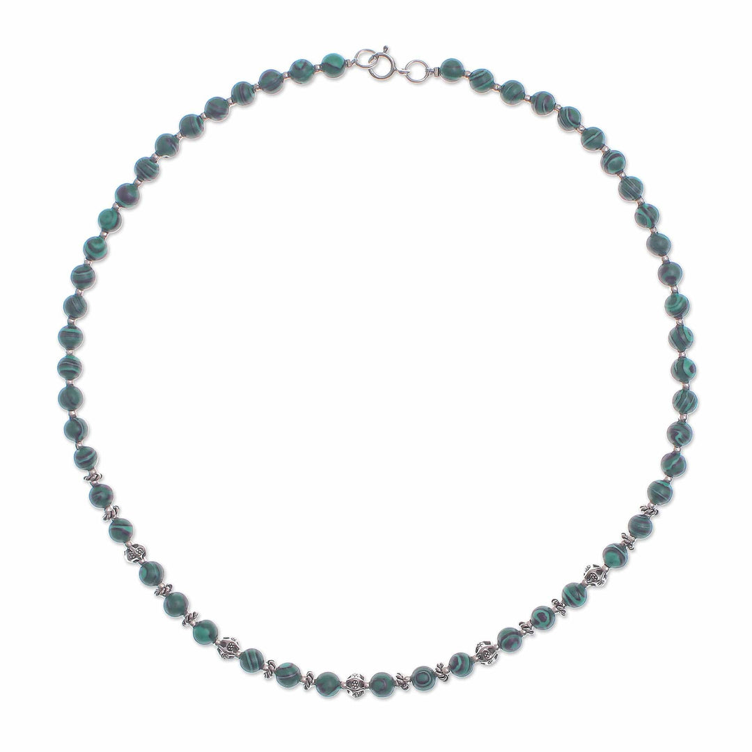 Magnesite and Karen Silver Beaded Necklace - Green Grace