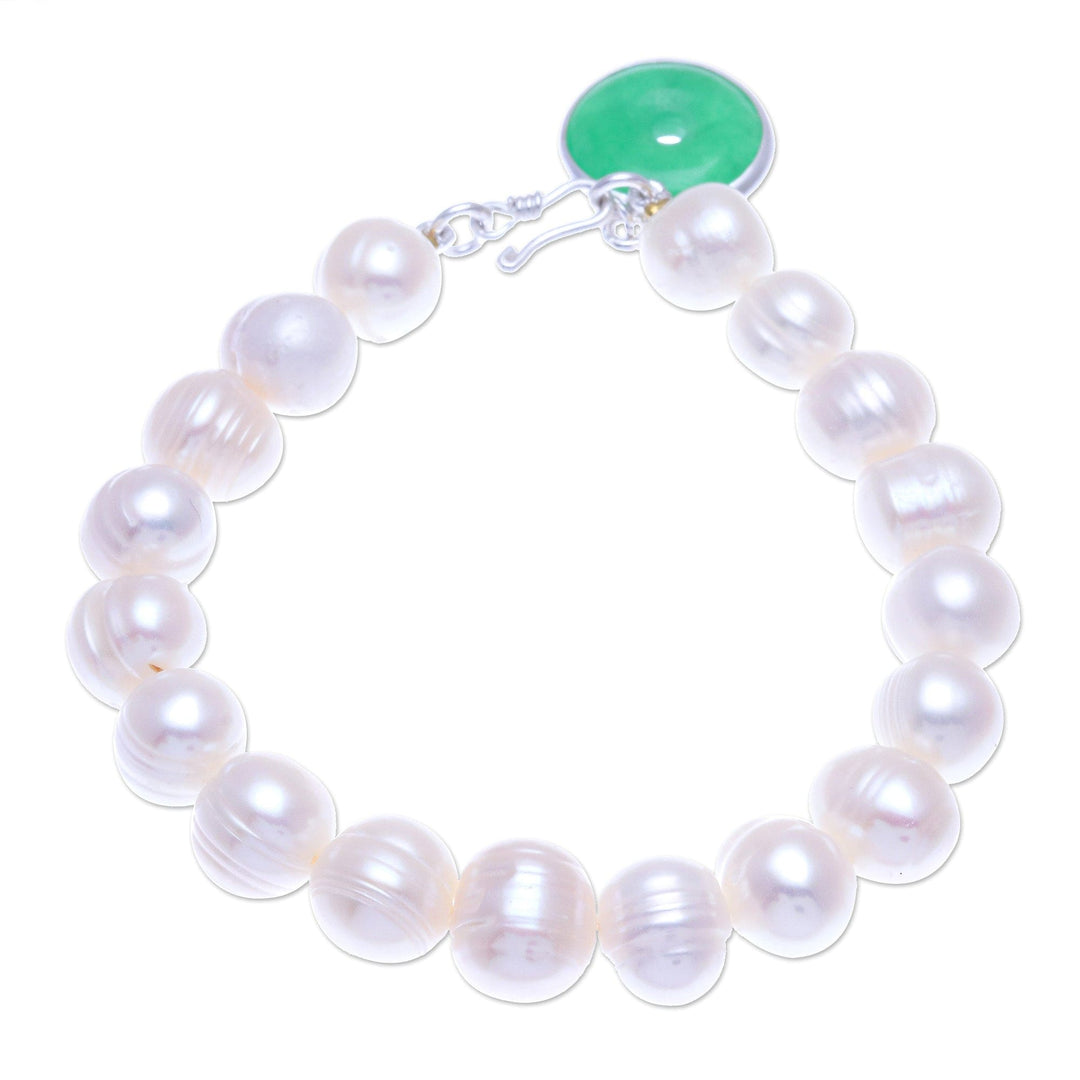 Artisan Crafted Jade and Cultured Pearl Bracelet - Lucky Pearl