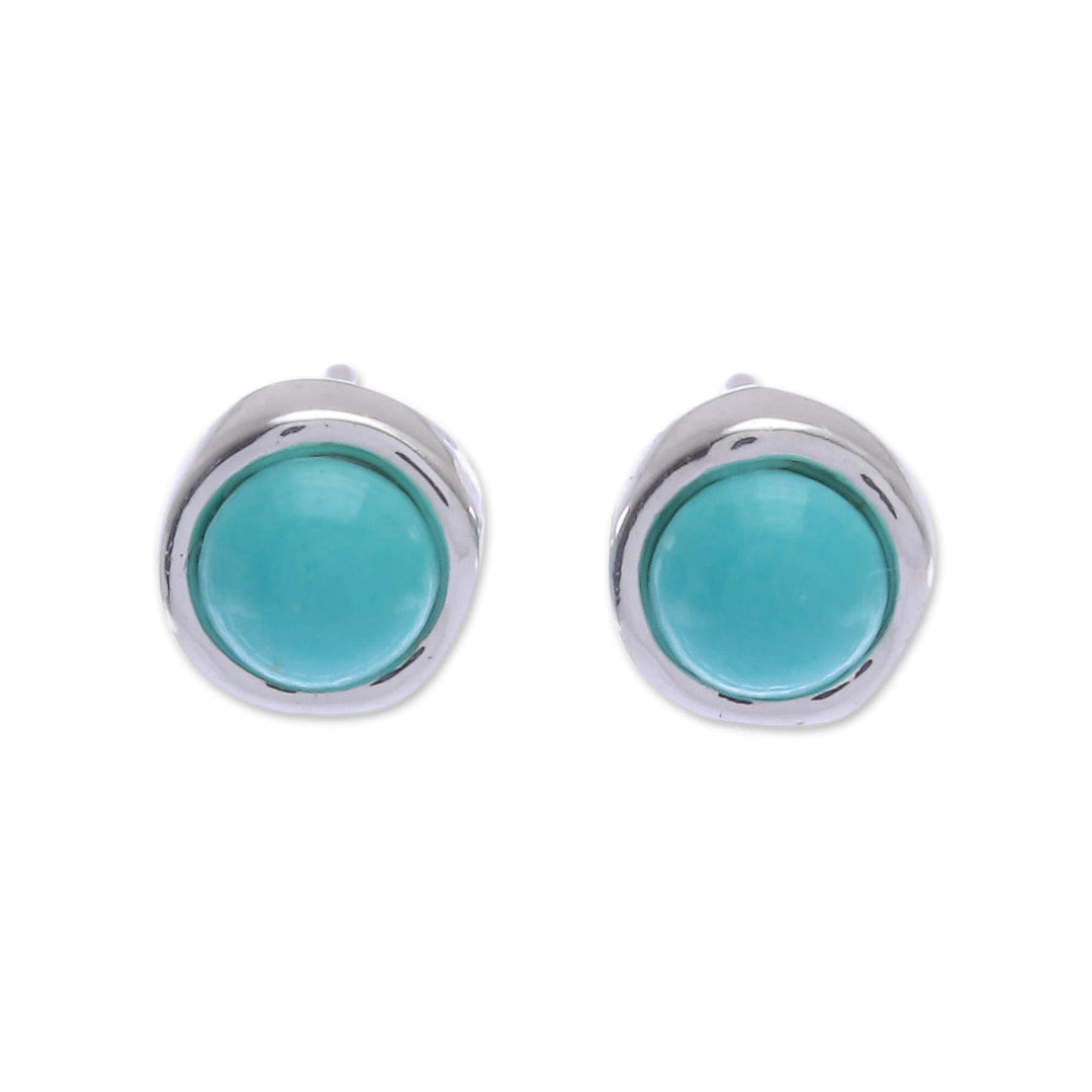 Handmade Sterling Silver and Gibbsite Stud Earrings - Delicate Moon