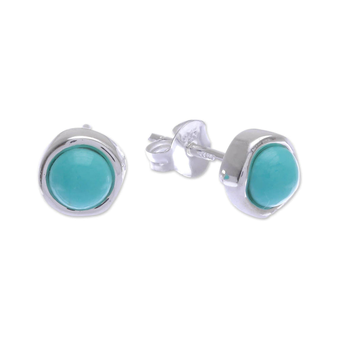 Handmade Sterling Silver and Gibbsite Stud Earrings - Delicate Moon