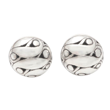 Hand Crafted Sterling Silver Button Earrings - Simply Woman