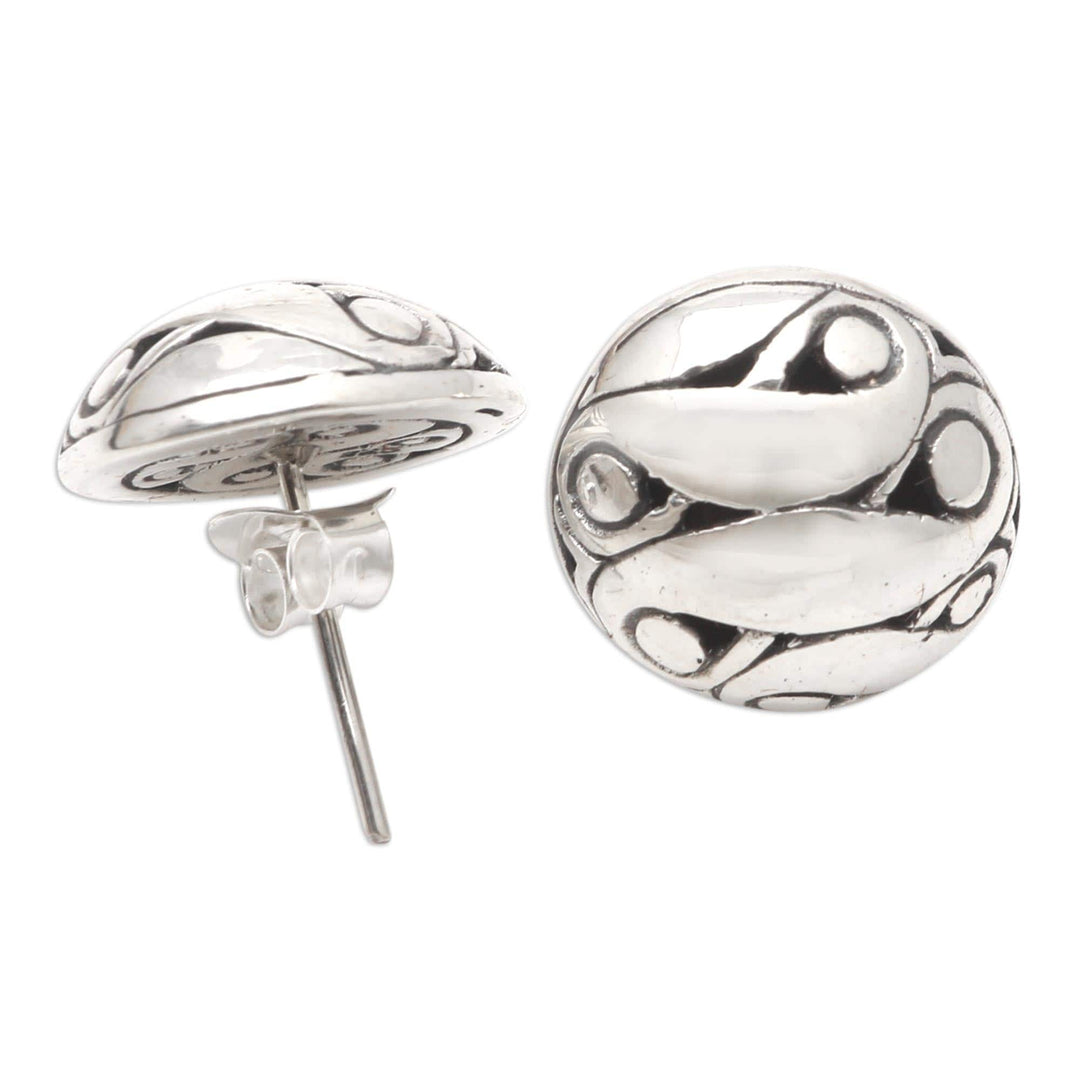 Hand Crafted Sterling Silver Button Earrings - Simply Woman
