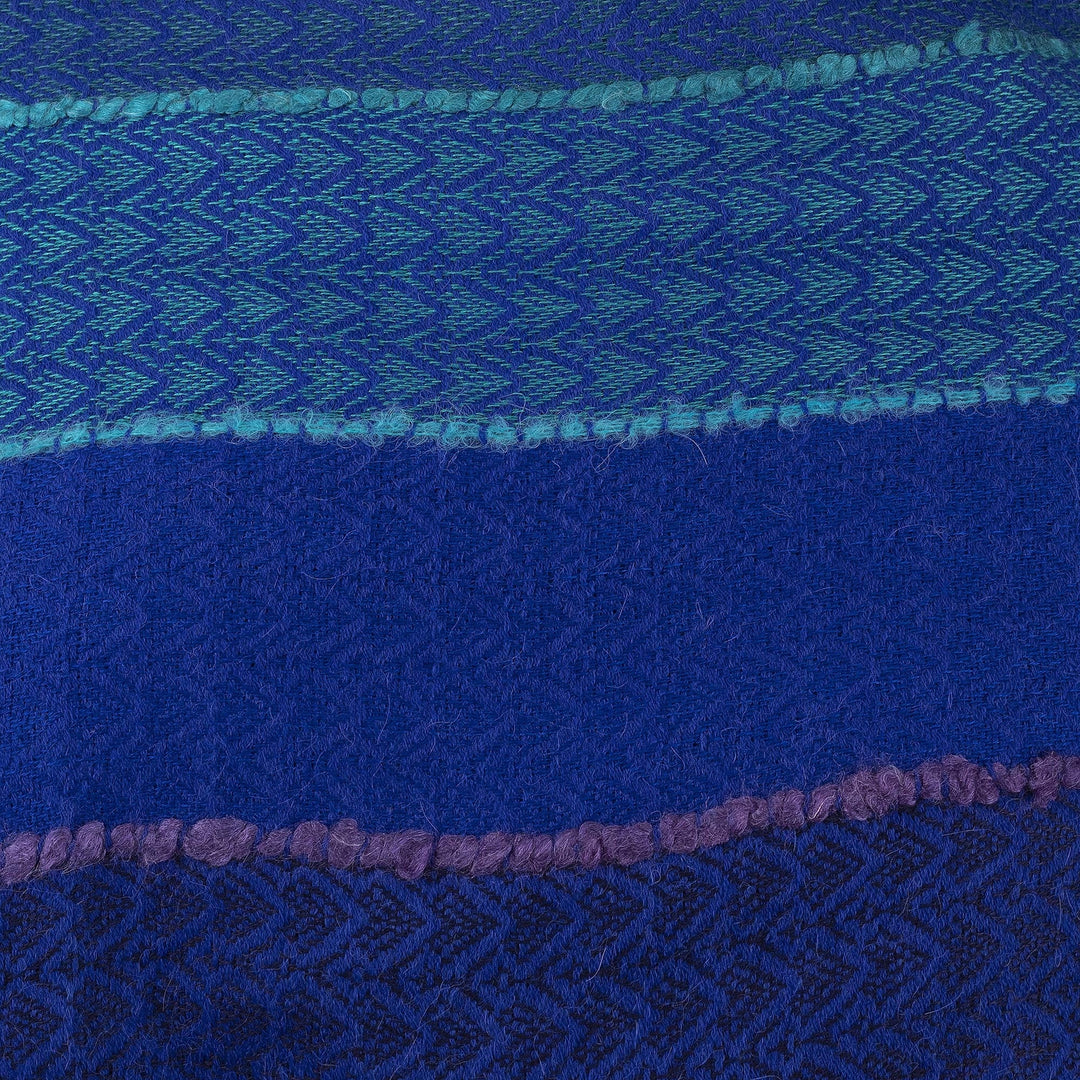 Cool Shades Handwoven Baby Alpaca Blend Scarf from Peru - Ocean Blues