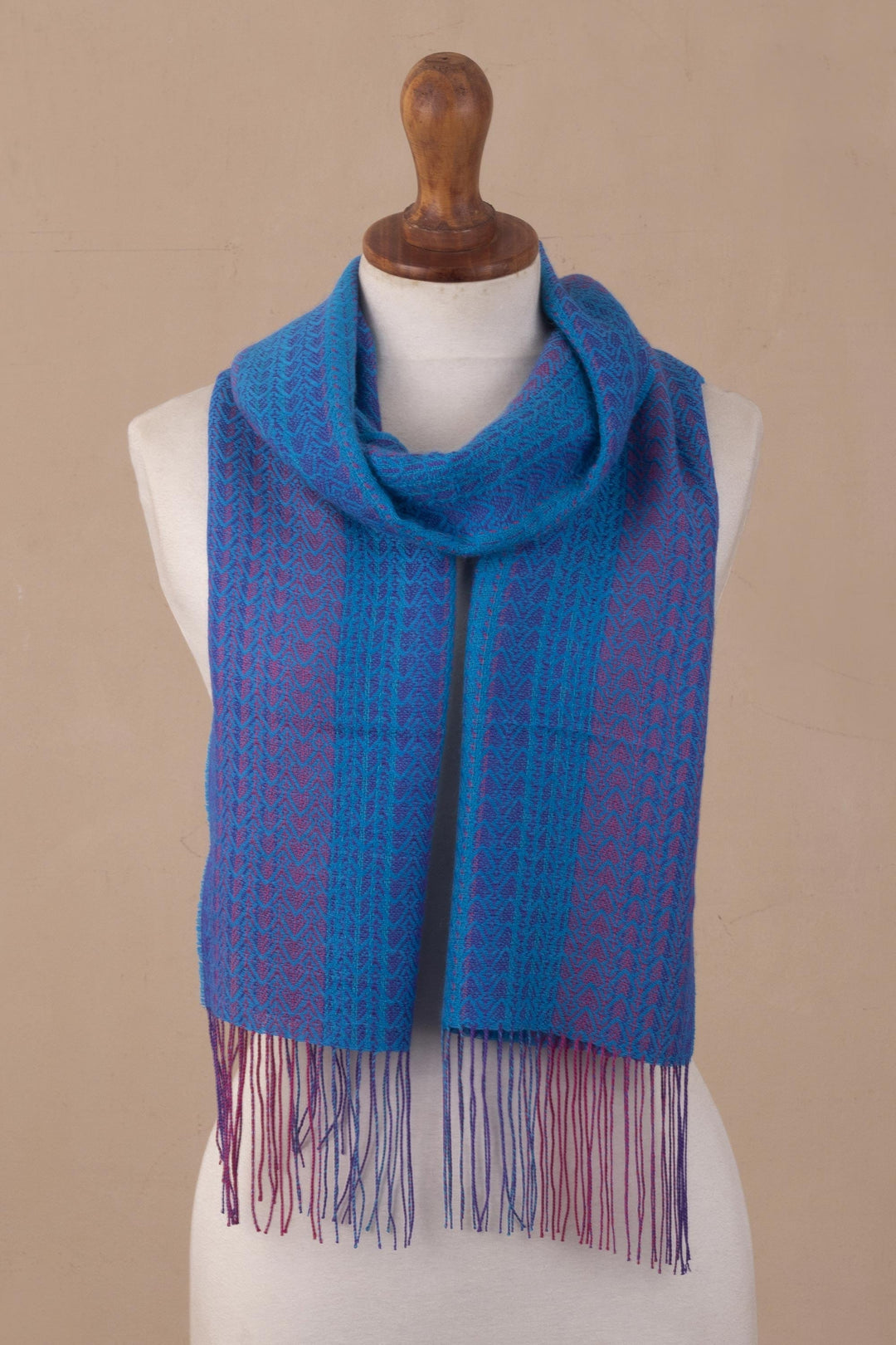 Andean Scarf in Baby Alpaca Blend from Peru - Blue Surprise