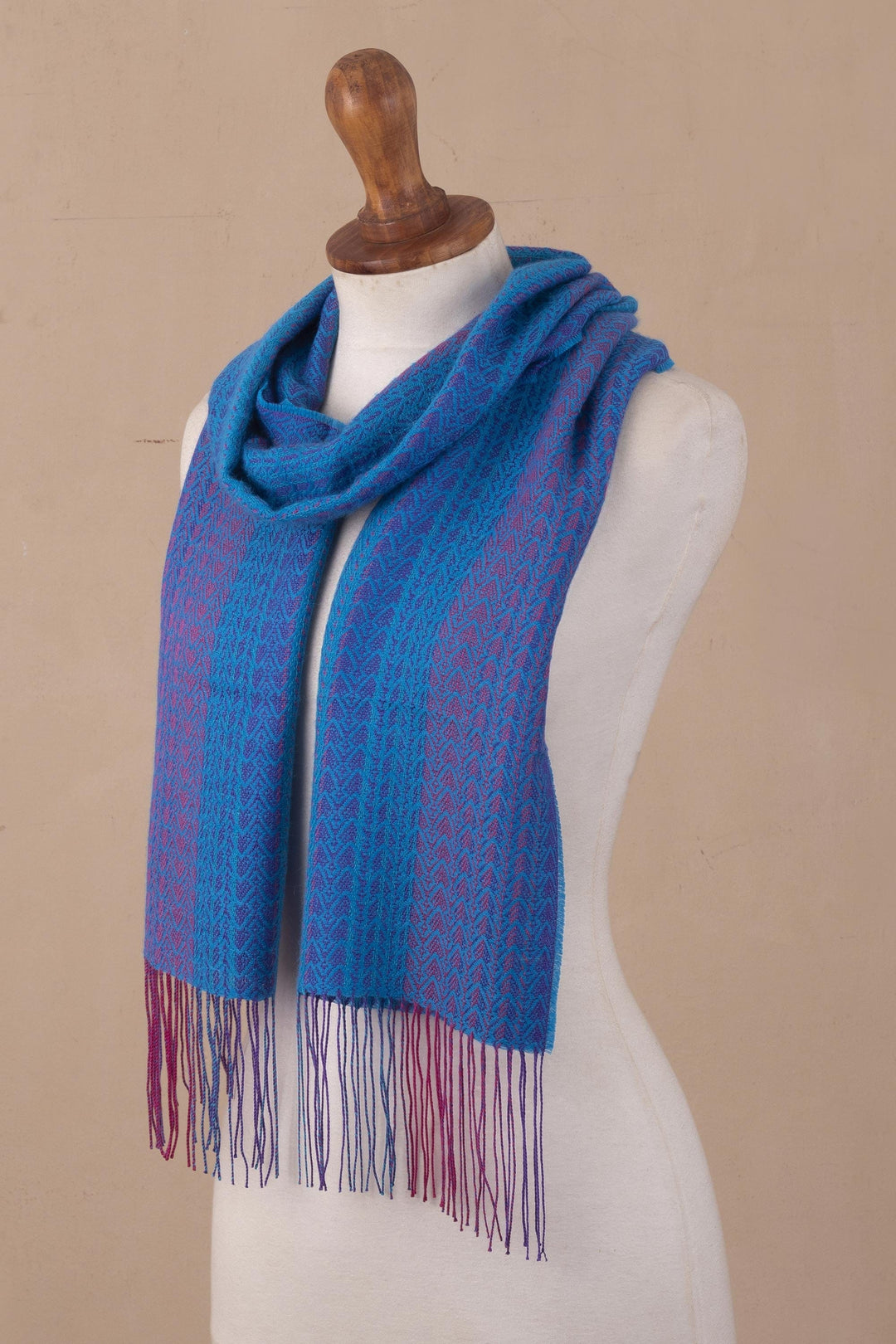 Andean Scarf in Baby Alpaca Blend from Peru - Blue Surprise