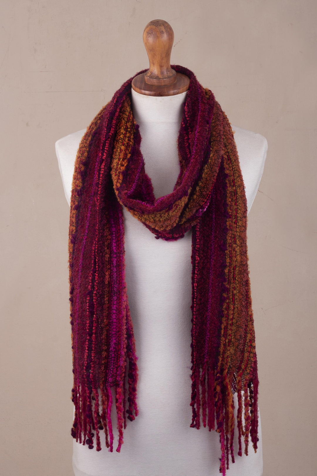 Vibrant Colored Andean Baby Alpaca Blend Scarf from Peru - Andean Mountain