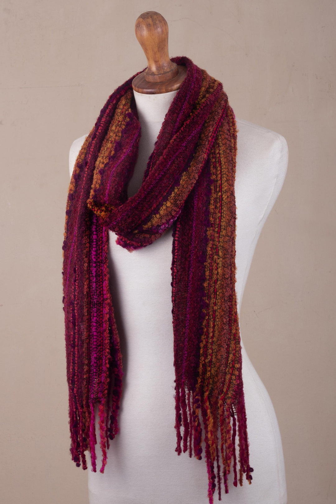 Vibrant Colored Andean Baby Alpaca Blend Scarf from Peru - Andean Mountain