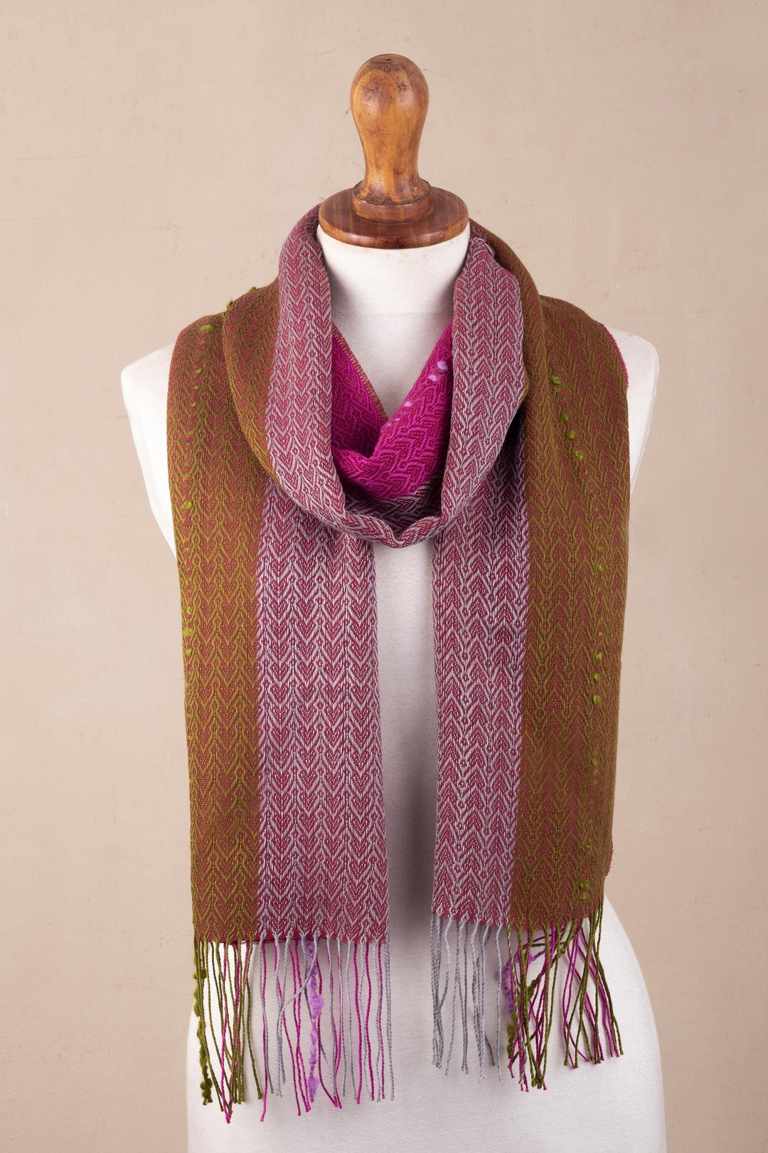 Andean Baby Alpaca Blend Scarf from Peru - Fuchsia Surprise