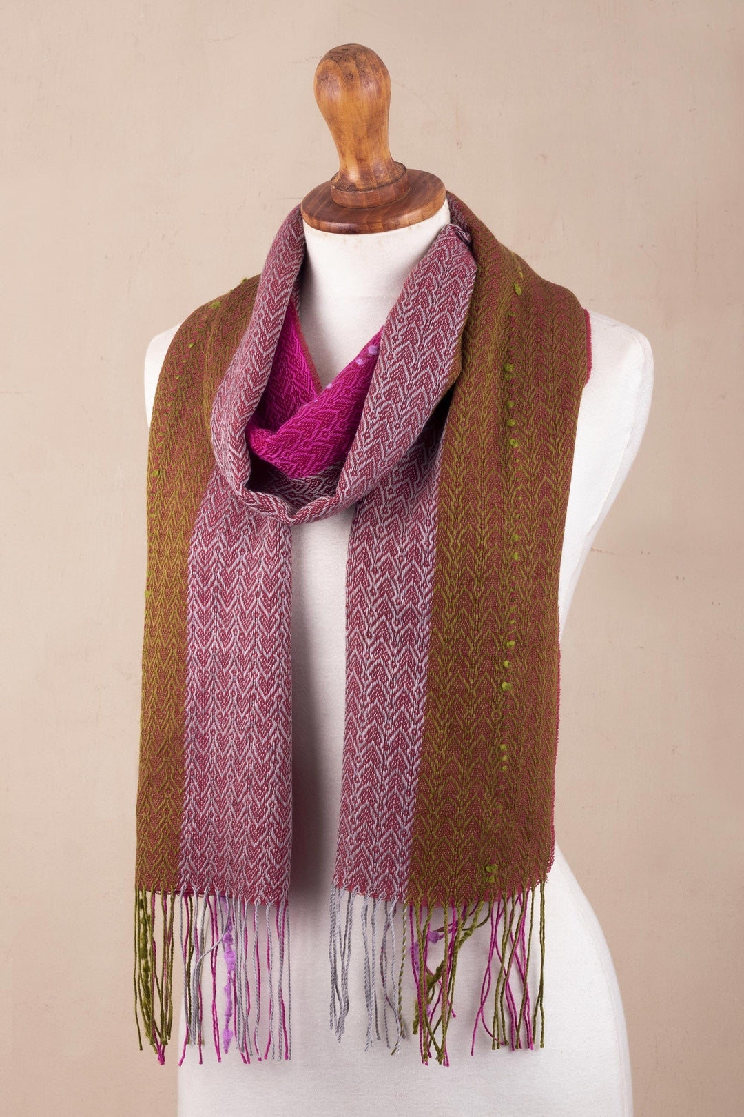 Andean Baby Alpaca Blend Scarf from Peru - Fuchsia Surprise