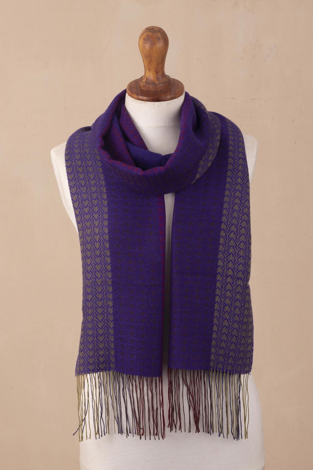 Multicolored Baby Alpaca Blend Scarf - Artistic Contrast