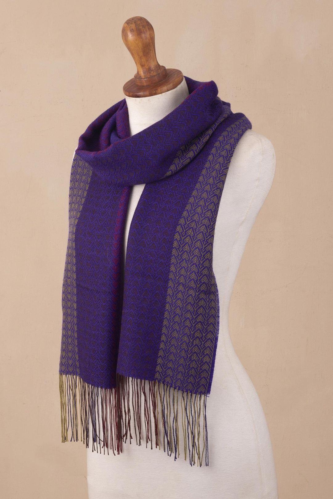 Multicolored Baby Alpaca Blend Scarf - Artistic Contrast