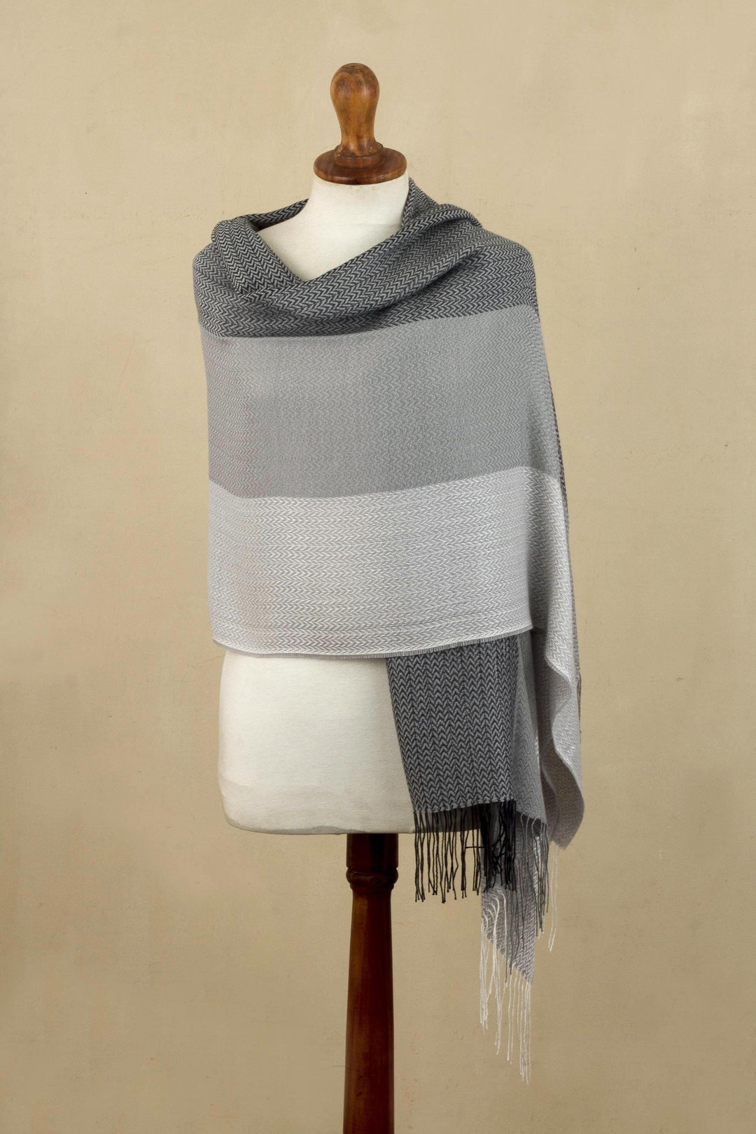 Grey Baby Alpaca Blend Shawl - Grey Matter