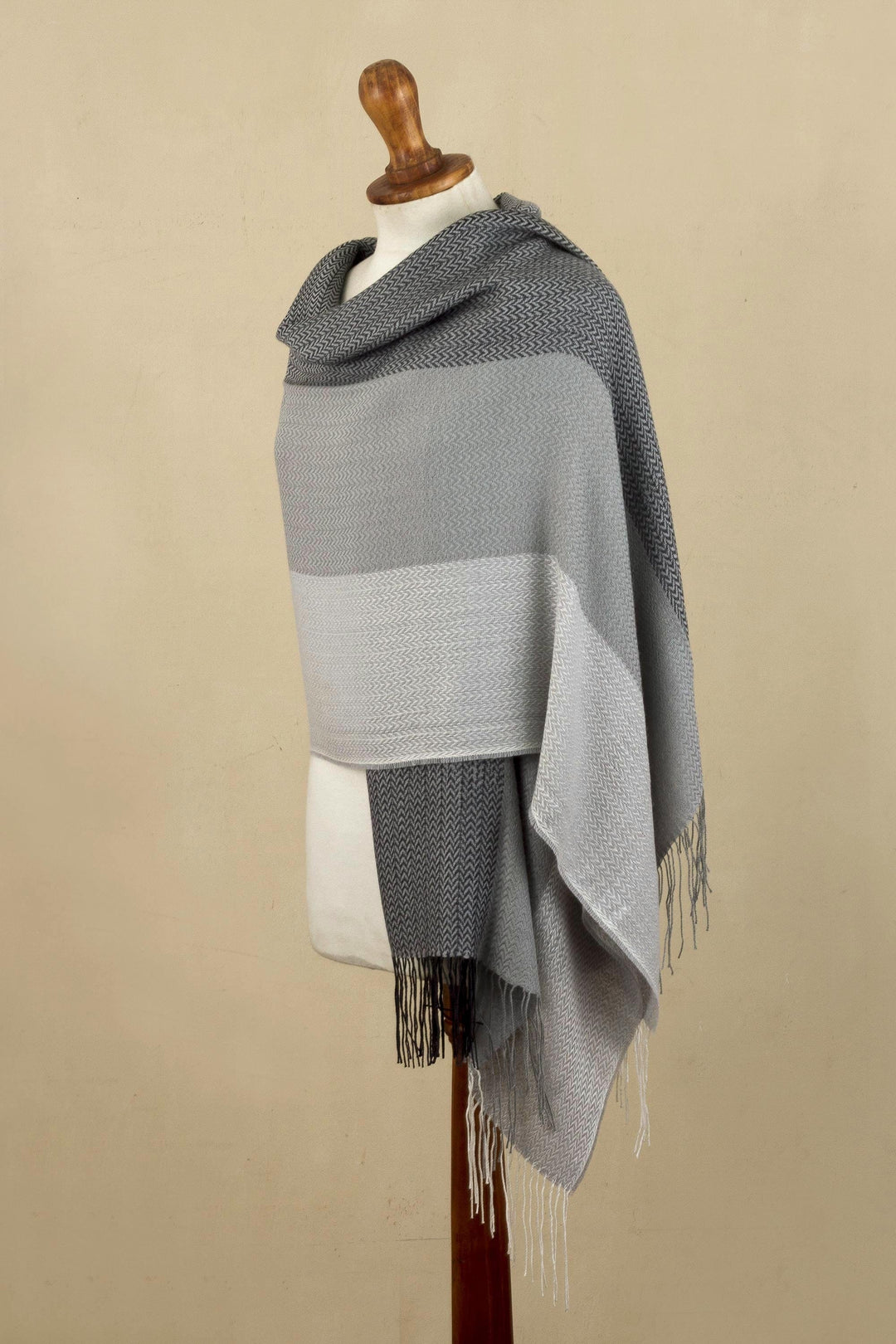 Grey Baby Alpaca Blend Shawl - Grey Matter