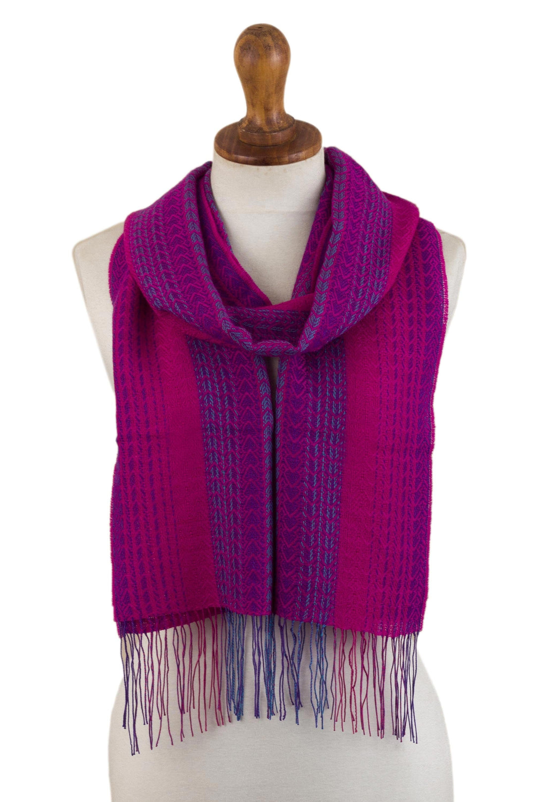 Handwoven Baby Alpaca and Pima Cotton Blend Scarf from Peru - Multicolor Valley