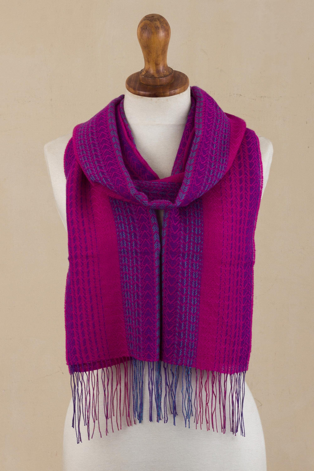 Handwoven Baby Alpaca and Pima Cotton Blend Scarf from Peru - Multicolor Valley