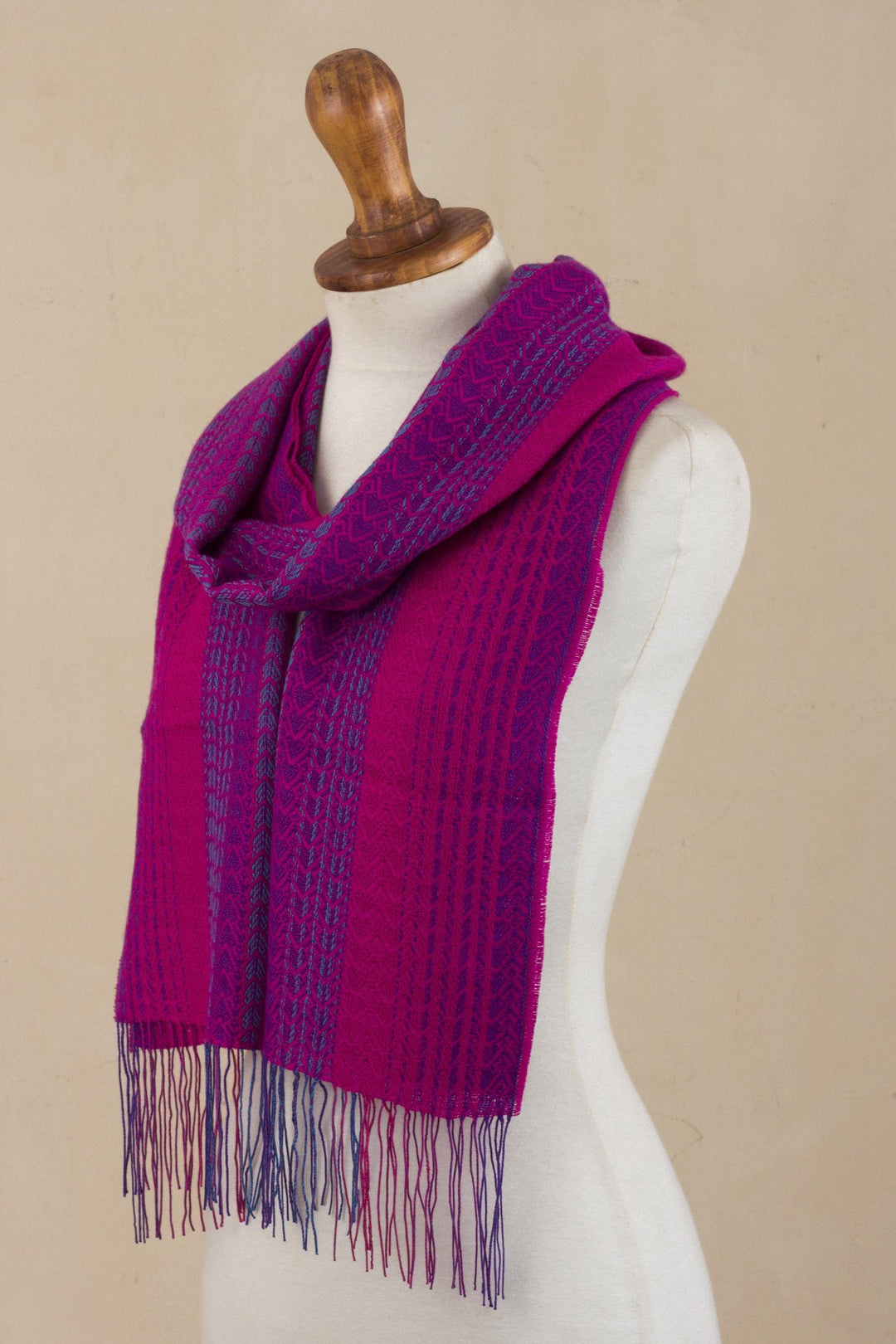Handwoven Baby Alpaca and Pima Cotton Blend Scarf from Peru - Multicolor Valley