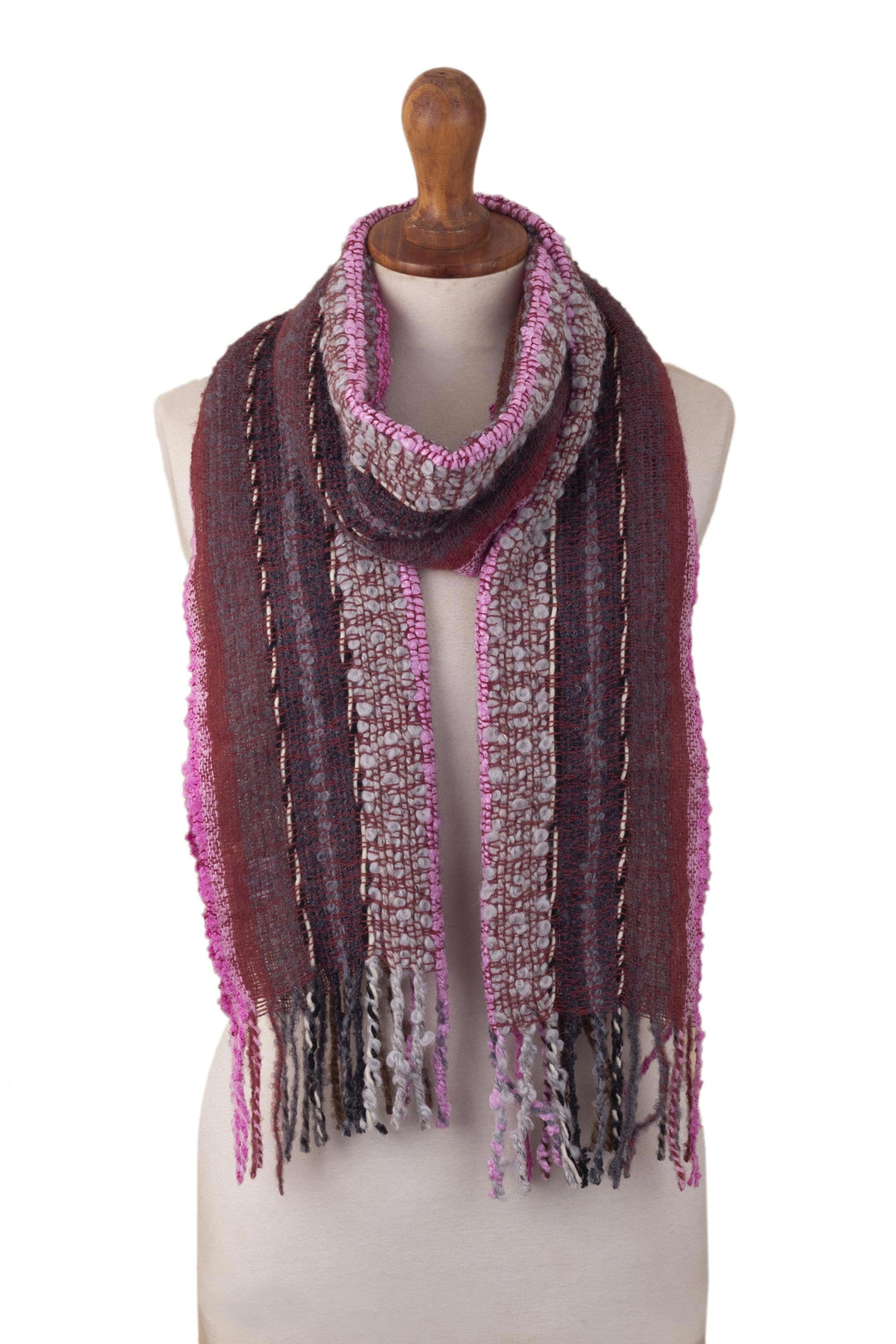 Striped Textured baby Alpaca Blend Scarf - Twilight Stripe